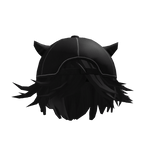 Messy Anime Boy Hair w Y2K Cap (Black)