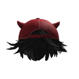 Messy Anime Boy Hair w Y2K Cap (Red)