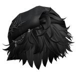 Messy Anime Boy Hair w/ Y2K Distressed Hat (Black)