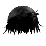 Messy Anime Boy Hair w Y2K Hat (Black)