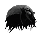 Messy Anime Boy Hair w Y2K Hat (Black)