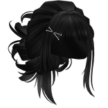 Messy Anime Bun With Hair Clips (Black)