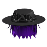 Messy Black Hair w/ Wide Brim Hat