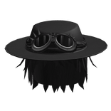 Messy Black Hair w/ Wide Brim Hat