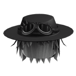 Messy Black Hair w/ Wide Brim Hat