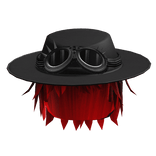 Messy Black Hair w/ Wide Brim Hat