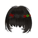 messy bob hair with bangs and igari clips black