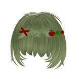 messy bob hair with bangs and igari clips green