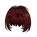messy bob hair with bangs and igari clips red