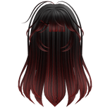 Messy Cute Black & Red Hair w R/B Clip