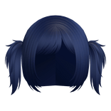 messy emo side bang pigtails in blue