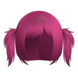 messy emo side bang pigtails in dark pink