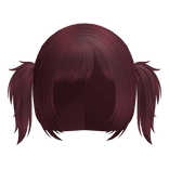 messy emo side bang pigtails in dark red