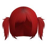 messy emo side bang pigtails in red