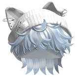 Messy Hair w/ Y2K Punk Cat Beanie(Sky Blue)