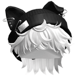 Messy Hair w/ Y2K Punk Cat Beanie(White)