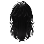Messy Long Wolfcut Hair - Black