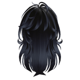 Messy Long Wolfcut Hair - Black x Blue