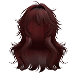 Messy Loose  Anime Girl Hairstyle (Dark Red)