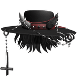 Messy MIddle Hair w/ Wide Brim Hat - Black