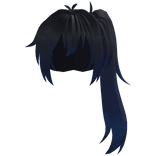 Messy Side Ponytail Hair - Dark Blue