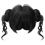 Messy Space Buns w/ Bangs in Black