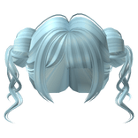 Messy Space Buns w/ Bangs in Blue