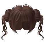 Messy Space Buns w/ Bangs in Brown
