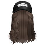 Messy Swept Wavy Hair w/ Black Cap (Brown)