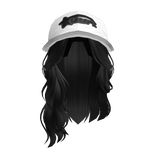 Messy Swept Wavy Hair w/ White Cap (Black)