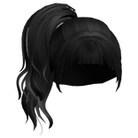 messy wavy side ponytail with hime bangs -black