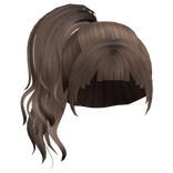 messy wavy side ponytail with hime bangs -brown