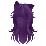 Messy Wolfcut Hair w/ Kitty Ears in Purple