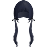 Midnight Blue Pigtails Bows Long W Bangs