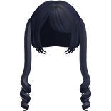 Midnight Blue Twin Swirly Curls W Bangs