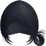 Midnight Blue Wispy Messy Side Bun W Bangs