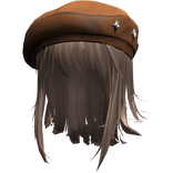 Milk Tea Wolfcut w/ Brown Y2k Star Beret