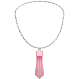 Mini Tie Chain Necklace - Pink Plaid