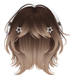 Mocha Short Wolf Cut Hair with Headphones