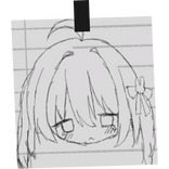 ♡ : moe anime girl paper note in black