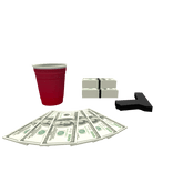 money w red cup and gel blaster