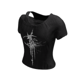 Moonstar Grunge Printed Off Shoulder Shirt Emo