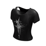 Moonsword Grunge Printed Off Shoulder Shirt Emo