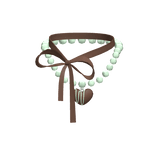  ꒰♡꒱ : mori kei ribbon pearl mint choco necklace