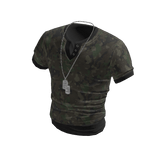 💗 Muscle Fit Layered Tee w/ Necklace _ Camo