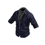 Navy Blue Button Up Shirt w/ Chains