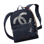 Navy Blue Chanel Canvas Graffiti Backpack