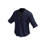 Navy Blue Henley Loose Button Up