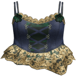 Navy Green Rose Corset Top