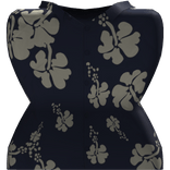 Navy Tropical Floral Button Shirt [F] ( Torso )